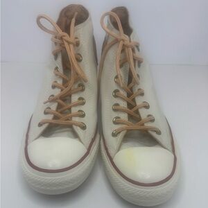 Converse All Stars High-Top Sneakers with Tan Laces Size 9